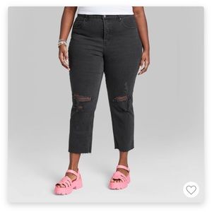 Wild Fable Super High Rise Slim Straight Jeans in Black Wash